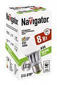 Лампа светодиодная  Navigator A55-8-230-4k-E27 (холодный свет, 8Вт, 230В)