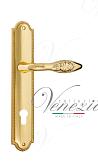 Дверная ручка Venezia на планке PL98 мод. Casanova (полир. латунь) под цилиндр